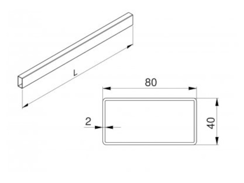 Profil zamknięty 80x40x2 mm ocynkowany L= 6000 mm
